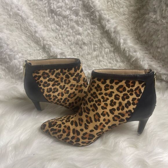 Adrienne Vittadini leather calf hair Chita print ankle boots black trim SZ7.5M - Picture 9 of 15